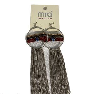 4 for $25 MIA Boho Bohemian Silver Tassel Beaded Hoop Earrings